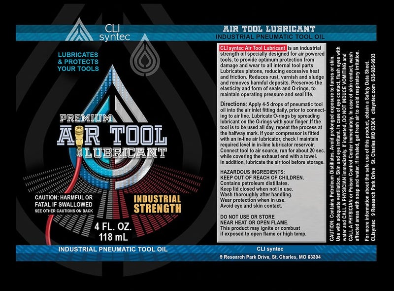 CLIsyntec Premium Air Tool Lubricant - 4 FL. OZ. Industrial Pneumatic Tool Oil - Image 1